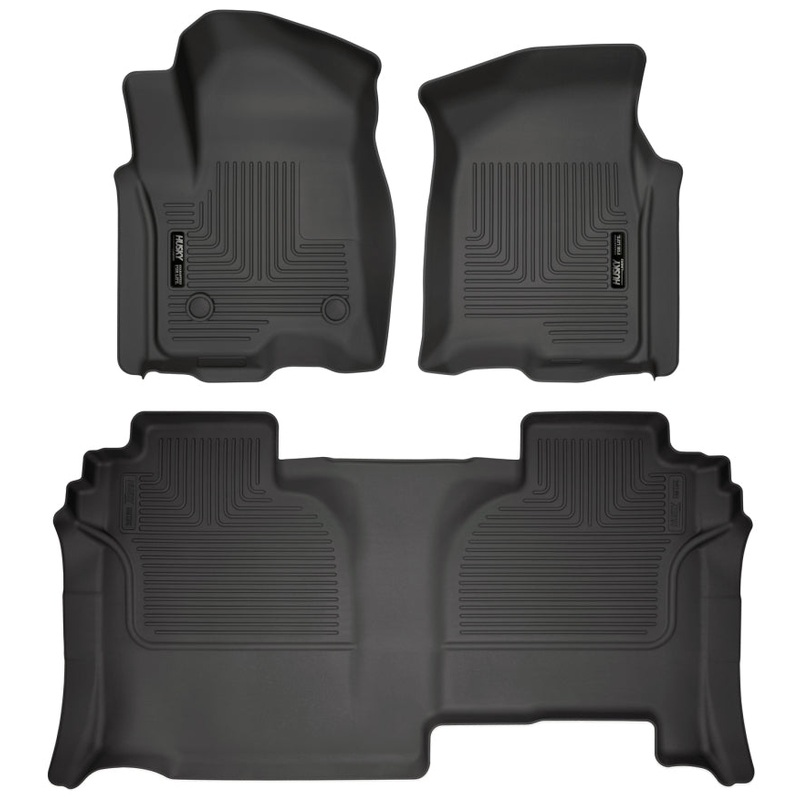 Husky Liners 19-23 GMC Sierra 1500 Double Cab Weatherbeater Black Front & 2nd Seat Floor Liners